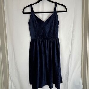 Good Luck Gem Blue Velvet Dress Sleeveless V Neck Mini Womens size S